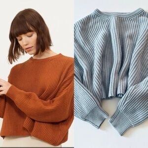 MODERN CITIZEN THICK KNIT STEEL GREY CROPPED SWEATER SIZE XS